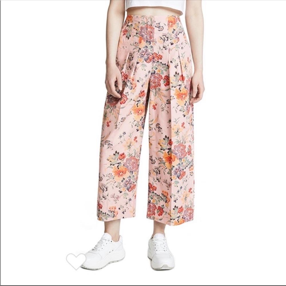 REBECCA TAYLOR‎ Marlena Dusty Rose Floral Pants size 2 Cropped Casual
